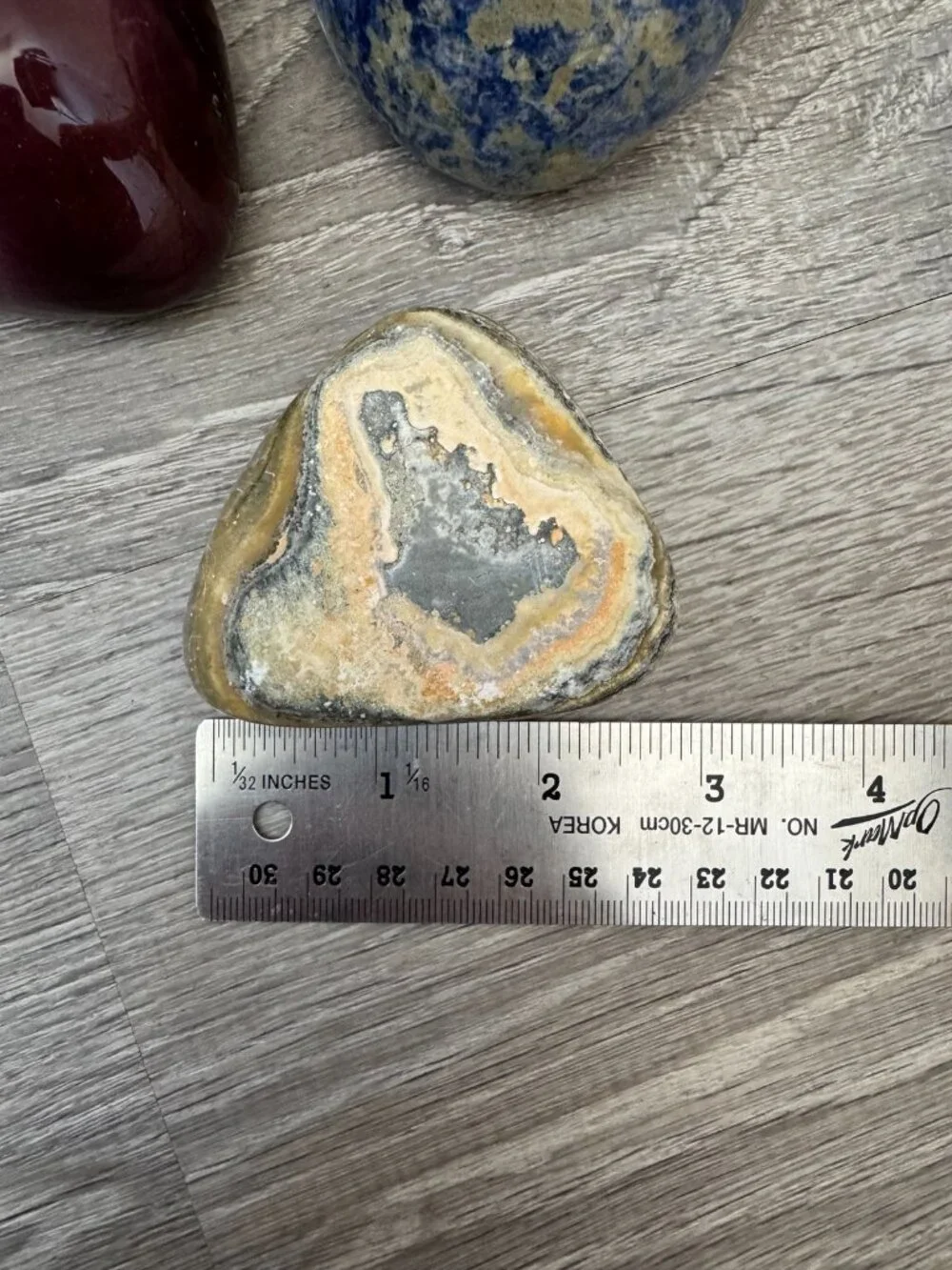 Set of Three Large Display Gemstones | Bloodstone, Bumblebee Jasper, Soladite